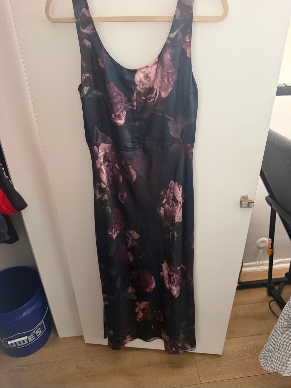 Vince Black Maxi Dress with Purple Floral Print